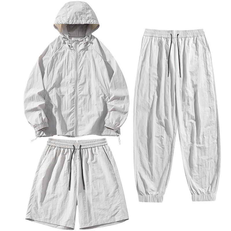 Outdoor Sport Climbing Gear - ชุดกีฬาสำหรับผู้ชายและผู้หญิง ป้องกันรังสียูวี สำหรับกิจกรรมกลางแจ้ง ทำจากผ้าไนลอนและผ้าไหมเย็น ระบายอากาศได้ดี มาพร้อมหมวก